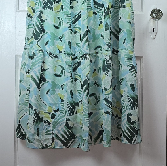 Rabbit Rabbit Rabbit Aqua Tropical Floral Ruffled Maxi Dress Size 16 - Picture 4 of 10